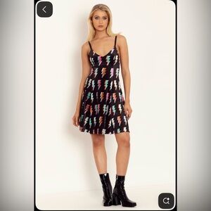 Blackmilk Ziggy Bowie Longline Strappy Dress with Colorful Lightning Bolts L NWT